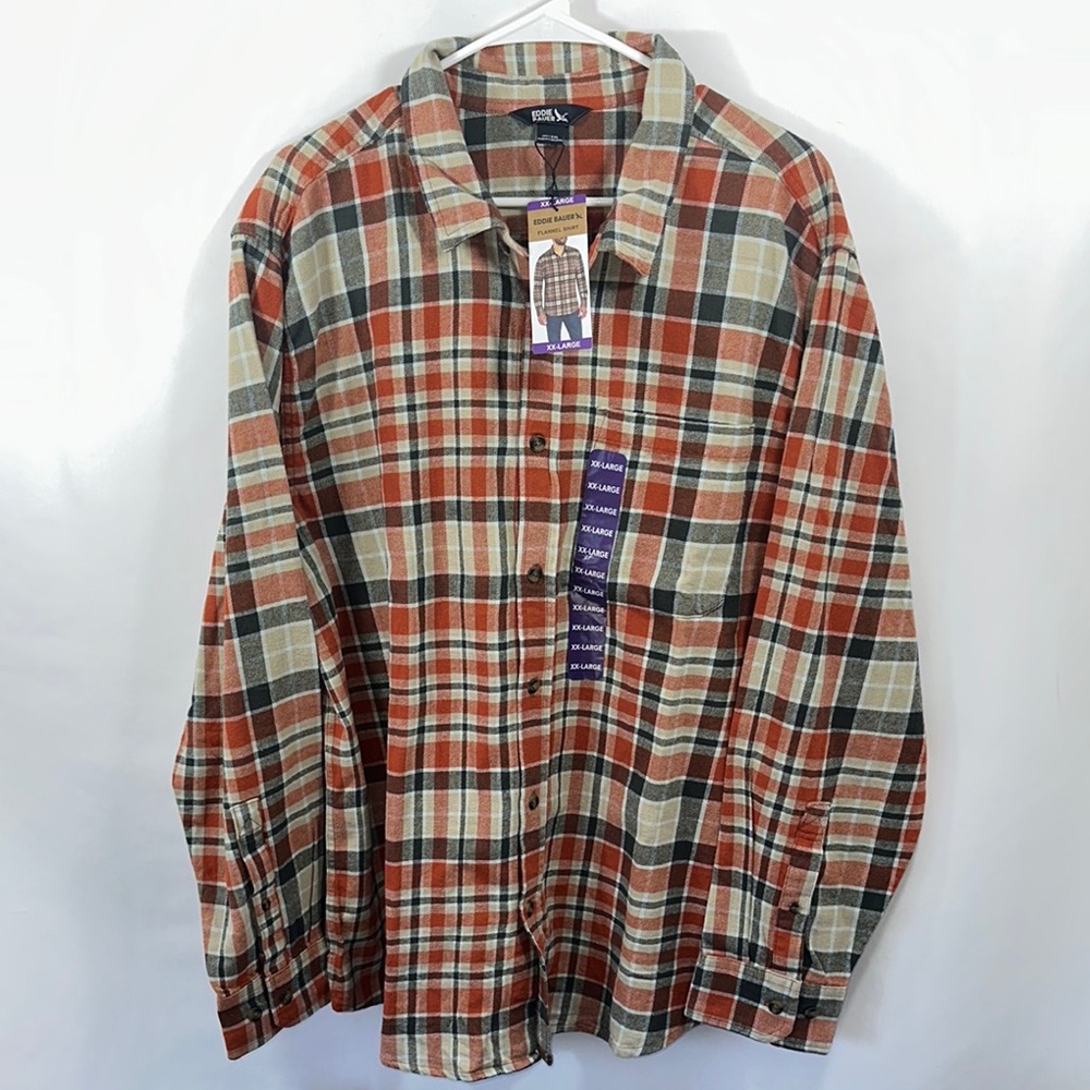 NWT Eddie Bauer Plaid Flannel Button-Up Shirt XXL